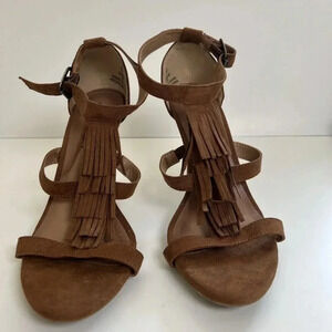 Christian Siriano For Payless Cognac Strappy 3.5" Heel Sandal Size 8 NEW